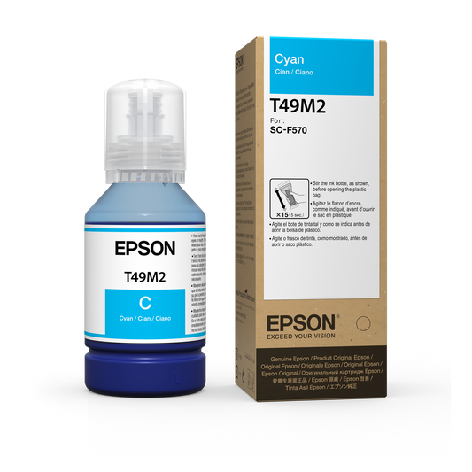 Epson T49M UtlraChrome Dye Sub Ink, Cyan, 140ml
